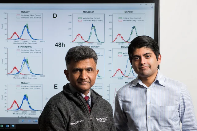 Paul Mathew and Raghav Joshi in front of board with data graphs